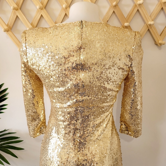 BOOHOO BOUTIQUE Gold Sequin Bodycon Dress (s6) Eliza BNWT - Picture 9 of 15